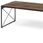 66" Brown And Black Metal and Solid Wood Bench