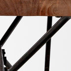 66" Brown and Black Distressed Live Edge Solid Wood Dining Bench