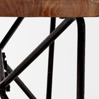 66" Brown and Black Distressed Live Edge Solid Wood Dining Bench