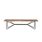 66" Brown and Black Distressed Live Edge Solid Wood Dining Bench