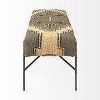 55" Green Brown and Black Upholstered Abstract Cotton Blend Bench