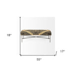 55" Green Brown and Black Upholstered Abstract Cotton Blend Bench