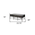 24" Brown Wood Coffee Table With Three Drawers