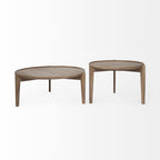 Set of Two Brown Solid Wood Round Nested Coffee Tables