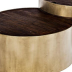 Brown Wood Round Nested Coffee Tables