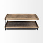 46" Natural And Black Solid Wood And Iron Coffee Table