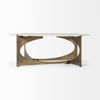 49" Round White Marble Top Gold And Metal Base Coffee Table