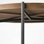 33" Brown and Black Solid Wood and Iron Round Coffee Table With Shelf