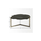40" Black and Gold Stone and Iron Free Form Distressed Coffee Table
