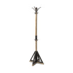 75" Black And Brown Solid Wood And Steel Twelve Hook Freestanding Coat Rack