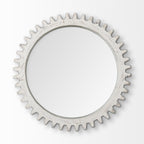 35" White Abstract Wood Framed Accent Mirror