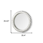35" White Abstract Wood Framed Accent Mirror