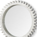 35" White Abstract Wood Framed Accent Mirror