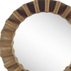 26" Brown Round Wood Framed Accent Mirror