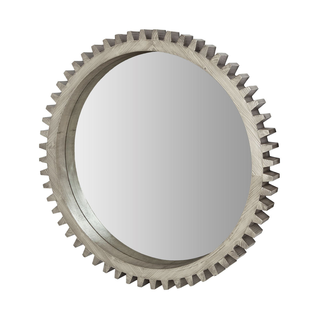 44" Silver Abstract Wood Framed Accent Mirror