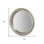 44" Silver Abstract Wood Framed Accent Mirror