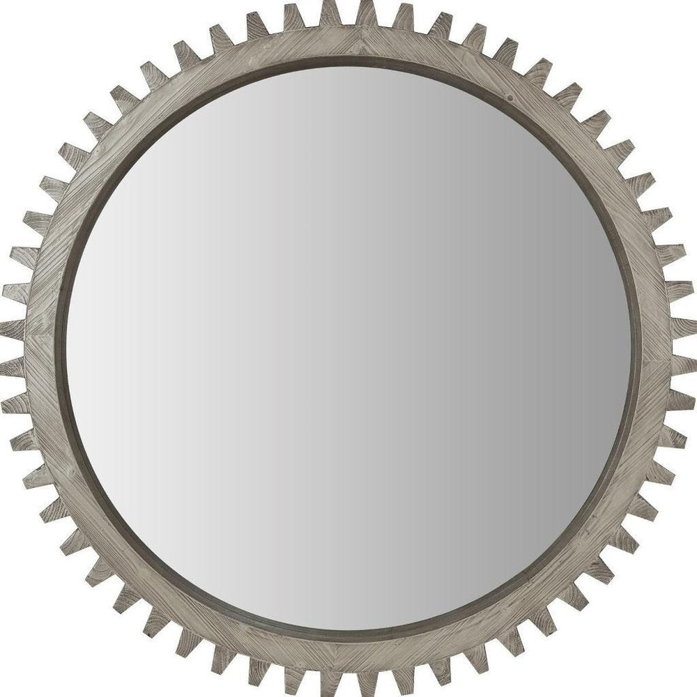 44" Silver Abstract Wood Framed Accent Mirror