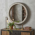 44" Silver Abstract Wood Framed Accent Mirror