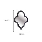 34" Black Wood Abstract Framed Accent Mirror