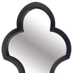 34" Black Wood Abstract Framed Accent Mirror