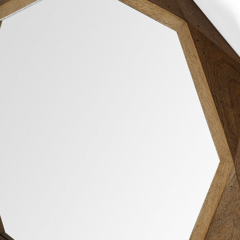 32" Octagon Black Wood Frame Wall Mirror