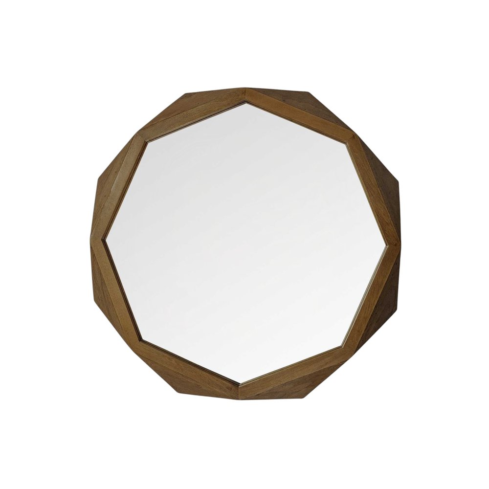 32" Octagon Black Wood Frame Wall Mirror