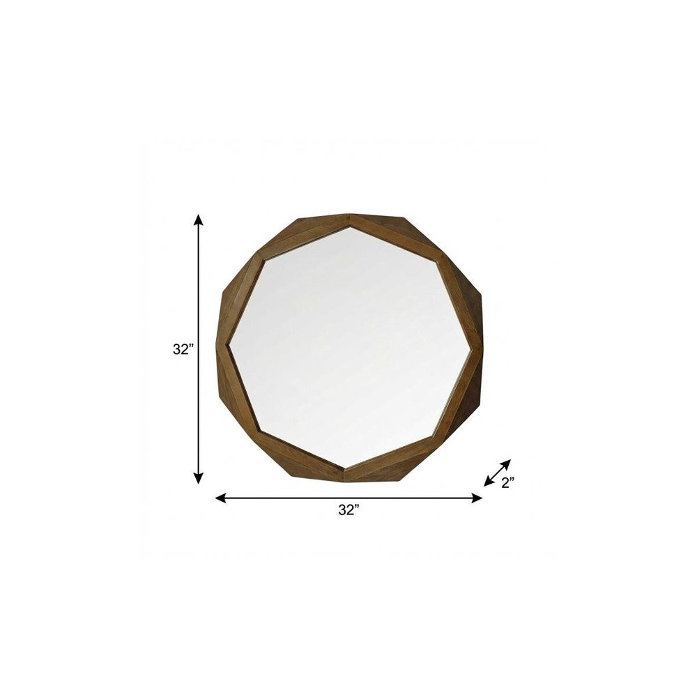 32" Octagon Black Wood Frame Wall Mirror