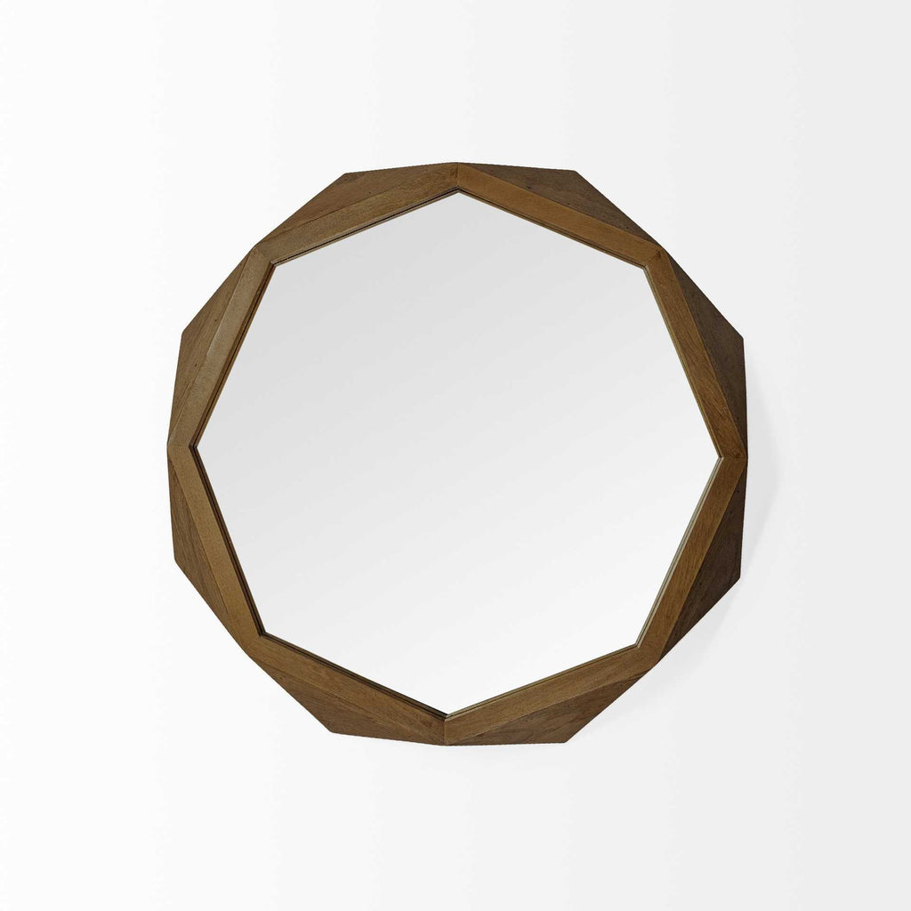 32" Octagon Black Wood Frame Wall Mirror