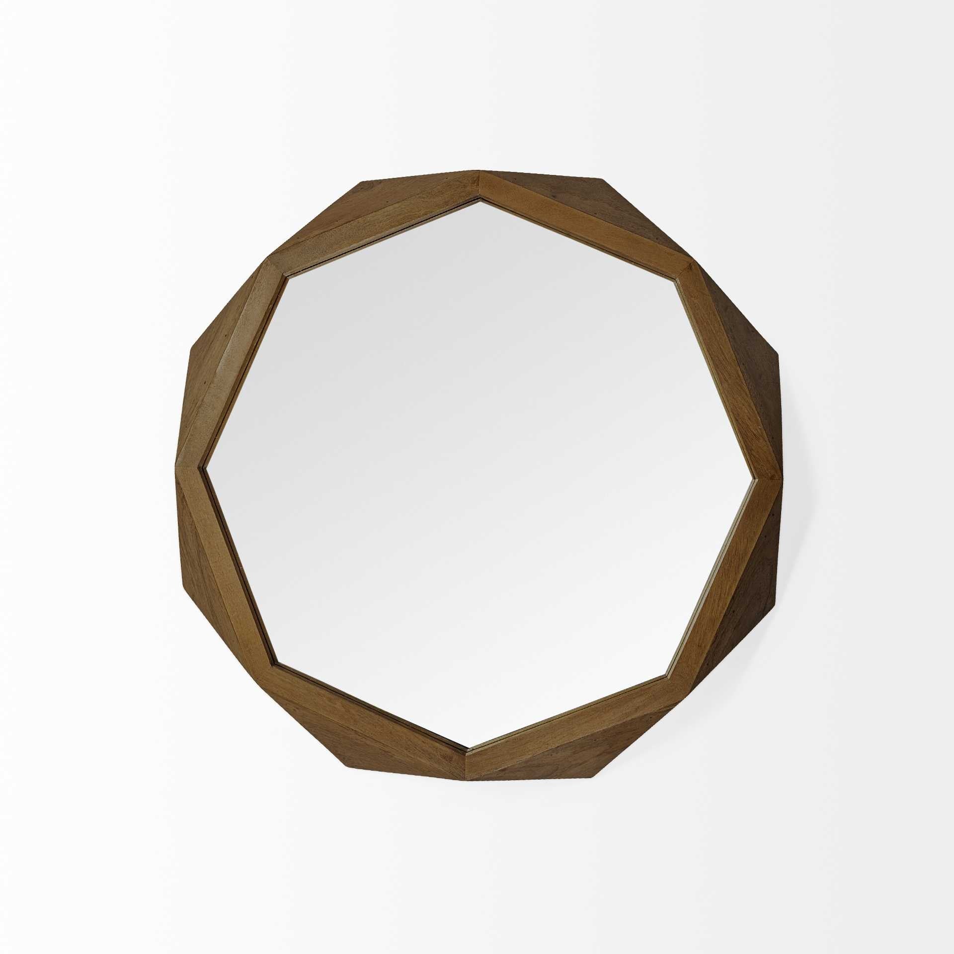 32" Octagon Black Wood Frame Wall Mirror
