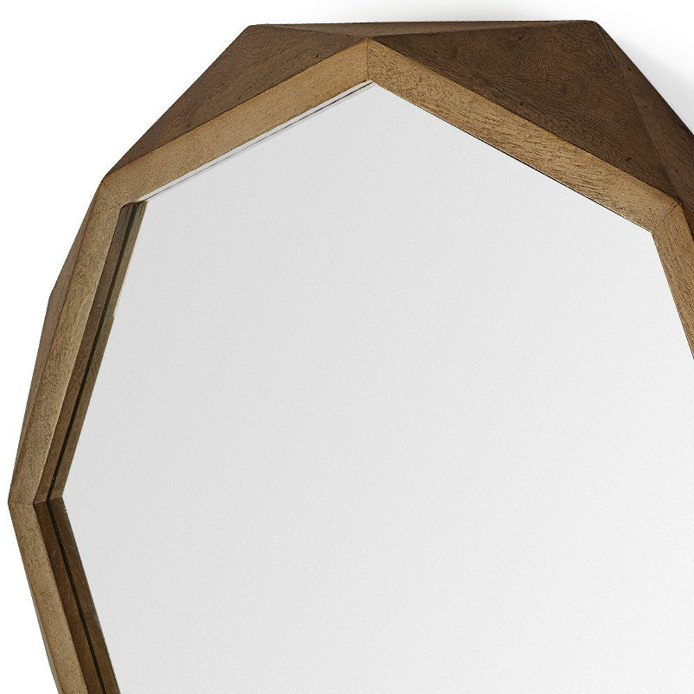 32" Octagon Black Wood Frame Wall Mirror