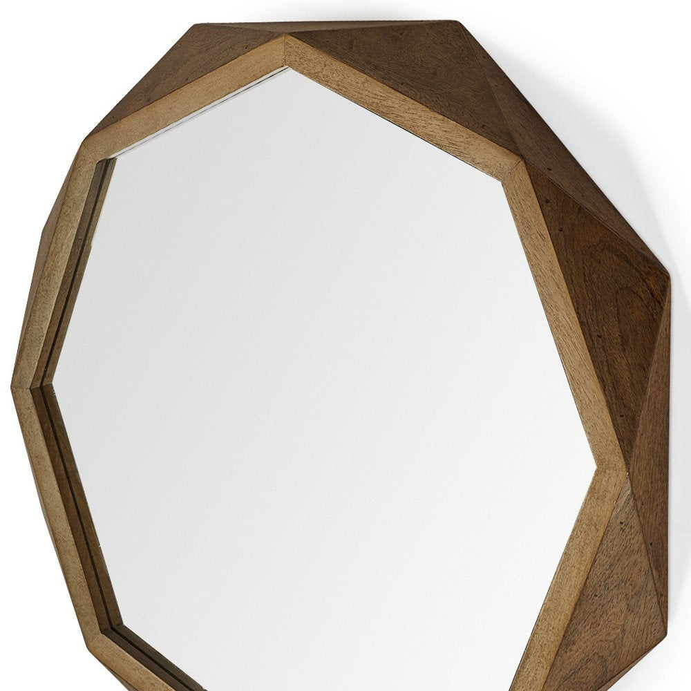 32" Octagon Black Wood Frame Wall Mirror