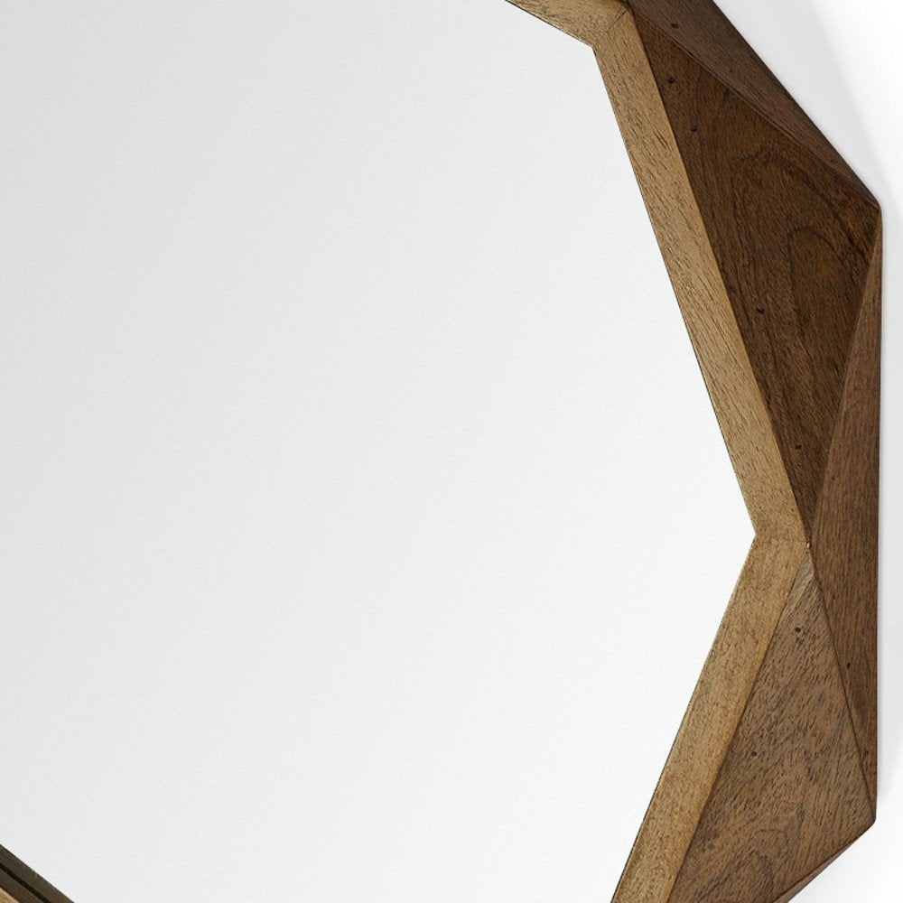 32" Octagon Black Wood Frame Wall Mirror