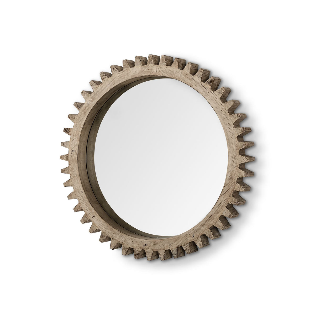 35" Brown Abstract Wood Framed Accent Mirror