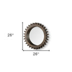 26" Dark Brown Abstract Wood Framed Accent Mirror