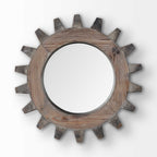 17" Brown Solid Wood Abstract Framed Accent Mirror