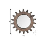 17" Brown Solid Wood Abstract Framed Accent Mirror