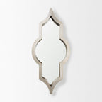 34" Champagne Solid Wood Abstract Framed Accent Mirror