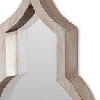 34" Champagne Solid Wood Abstract Framed Accent Mirror
