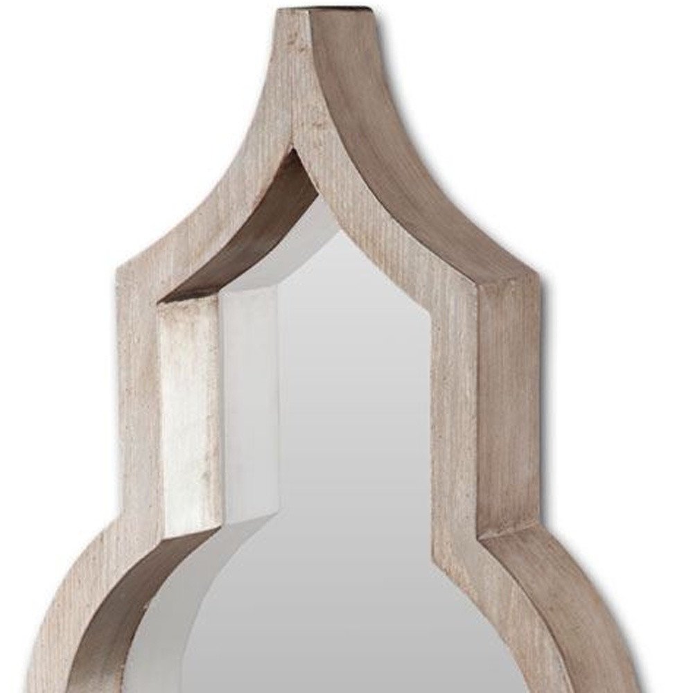 34" Champagne Solid Wood Abstract Framed Accent Mirror