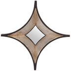 17" Dark Brown Wood Diamond Framed Accent Mirror