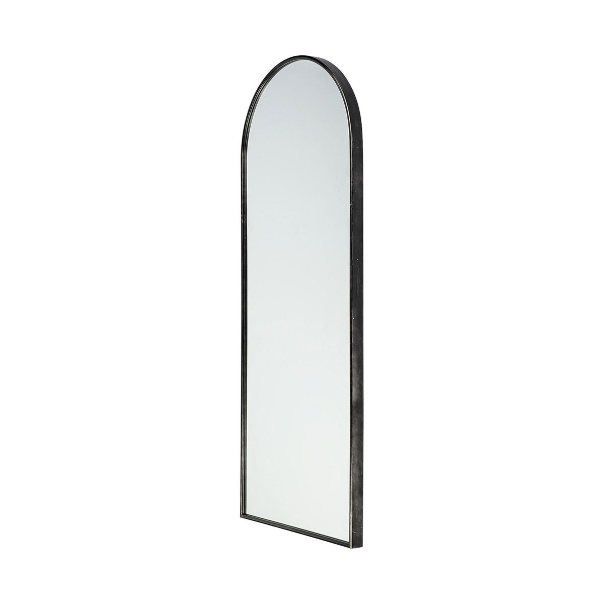 70" Black Metal Arch Framed Full Length Hanging Mirror