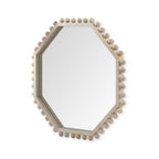 33" Natural Wood Octagon Beaded Framed Accent Mirror