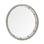 54" Brown Round Wood And Metal Framed Accent Mirror