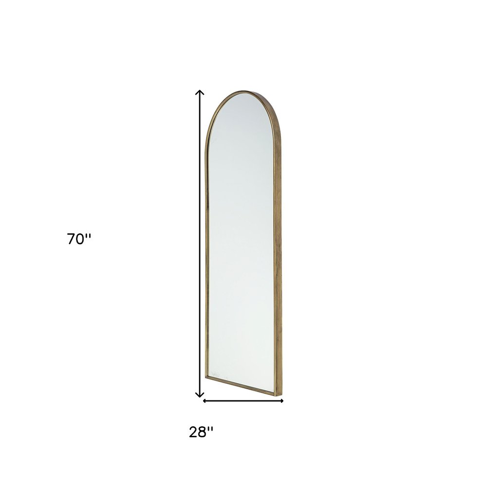 70" Black Metal Arch Framed Full Length Hanging Mirror