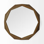 41" Brown Solid Wood Octagon Framed Accent Mirror