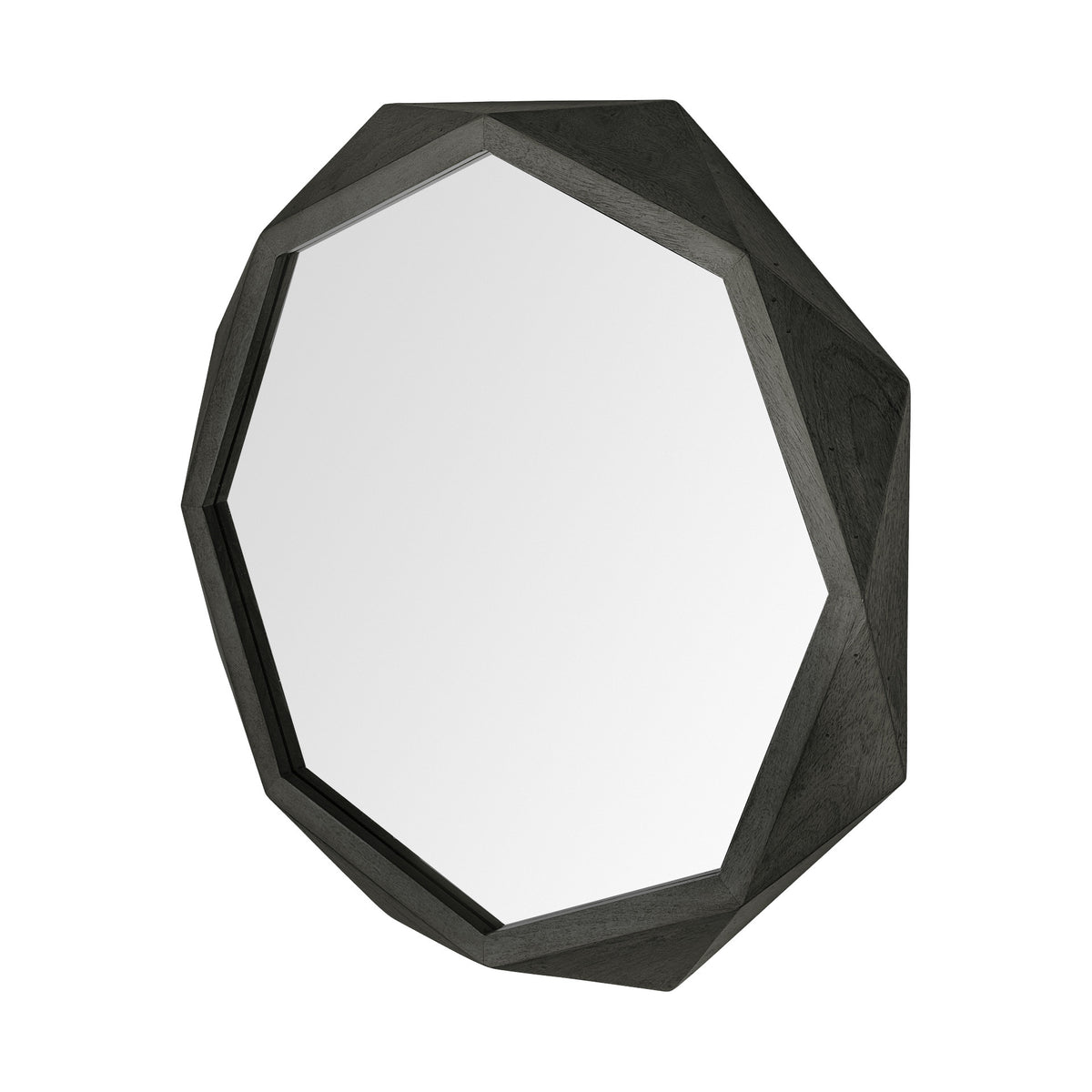 41" Brown Solid Wood Octagon Framed Accent Mirror