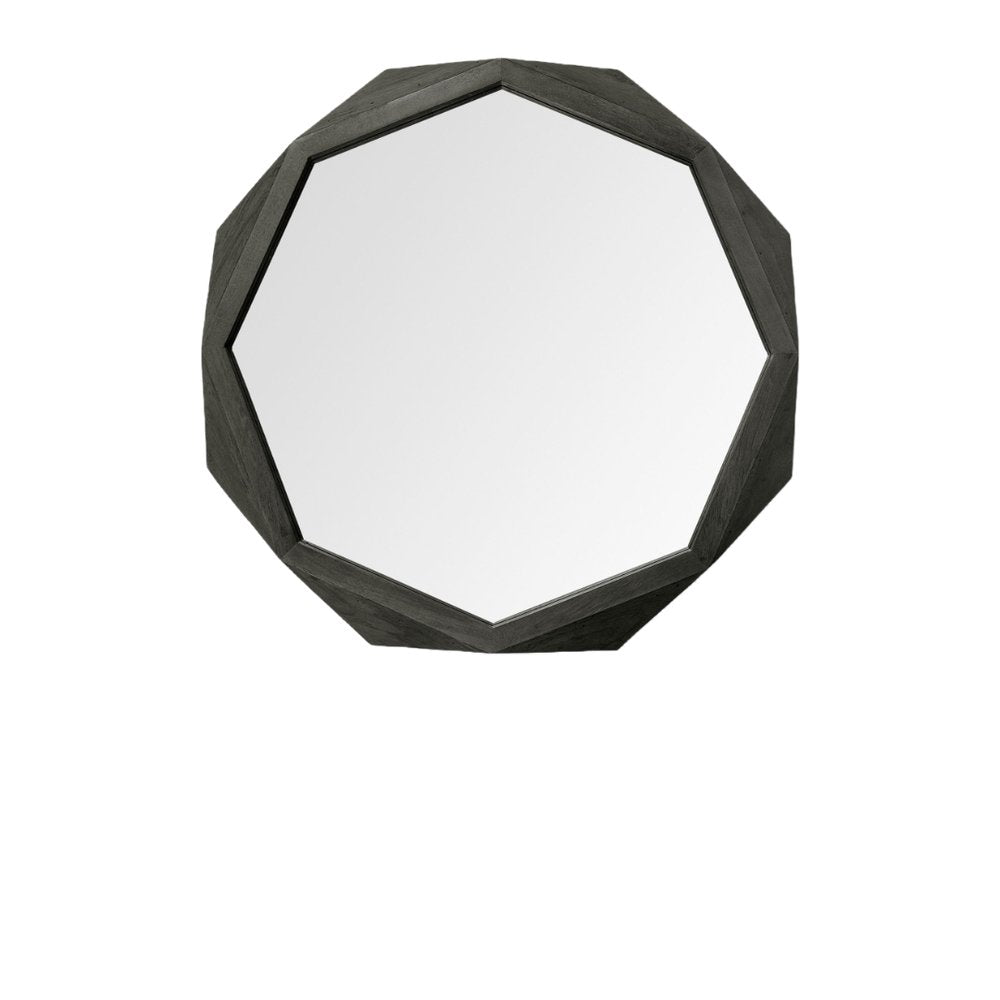 41" Brown Solid Wood Octagon Framed Accent Mirror