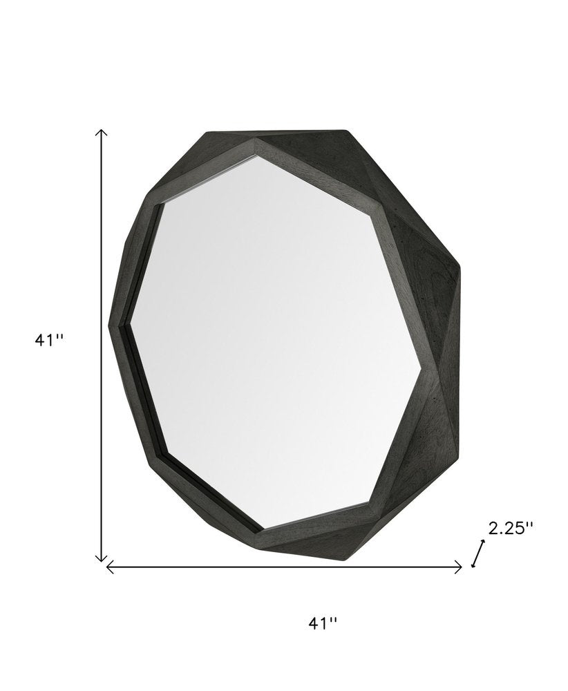 41" Brown Solid Wood Octagon Framed Accent Mirror
