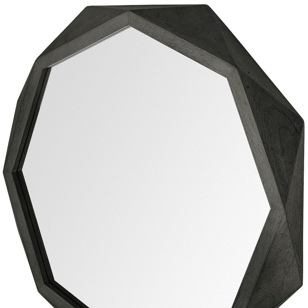 41" Brown Solid Wood Octagon Framed Accent Mirror