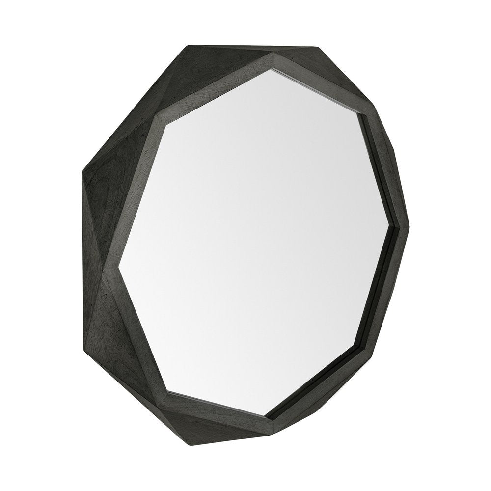 41" Brown Solid Wood Octagon Framed Accent Mirror